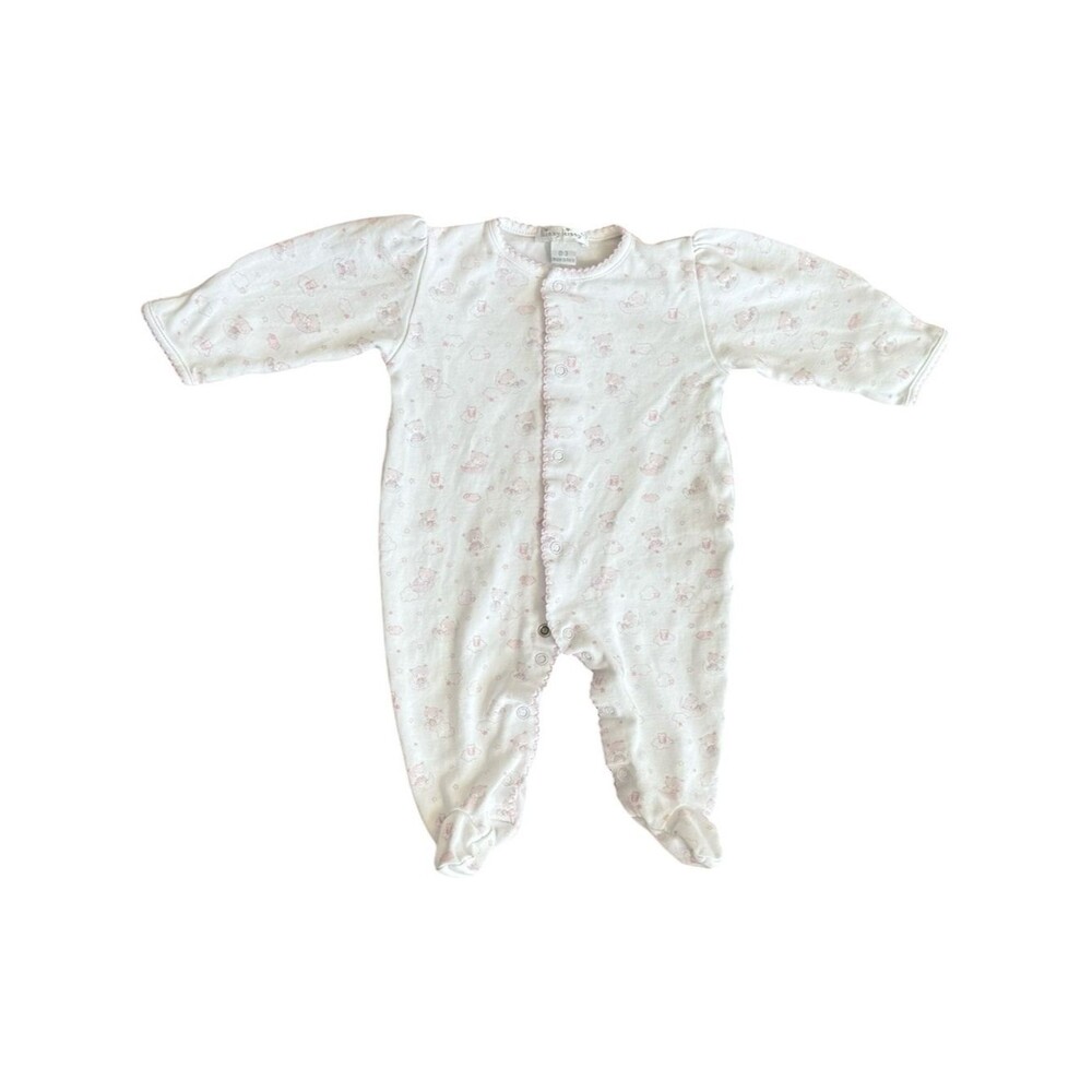 Kissy Kissy Baby Girls Long Sleeve Pink Bears Moon Print Pima Footie. 0-3 Month.